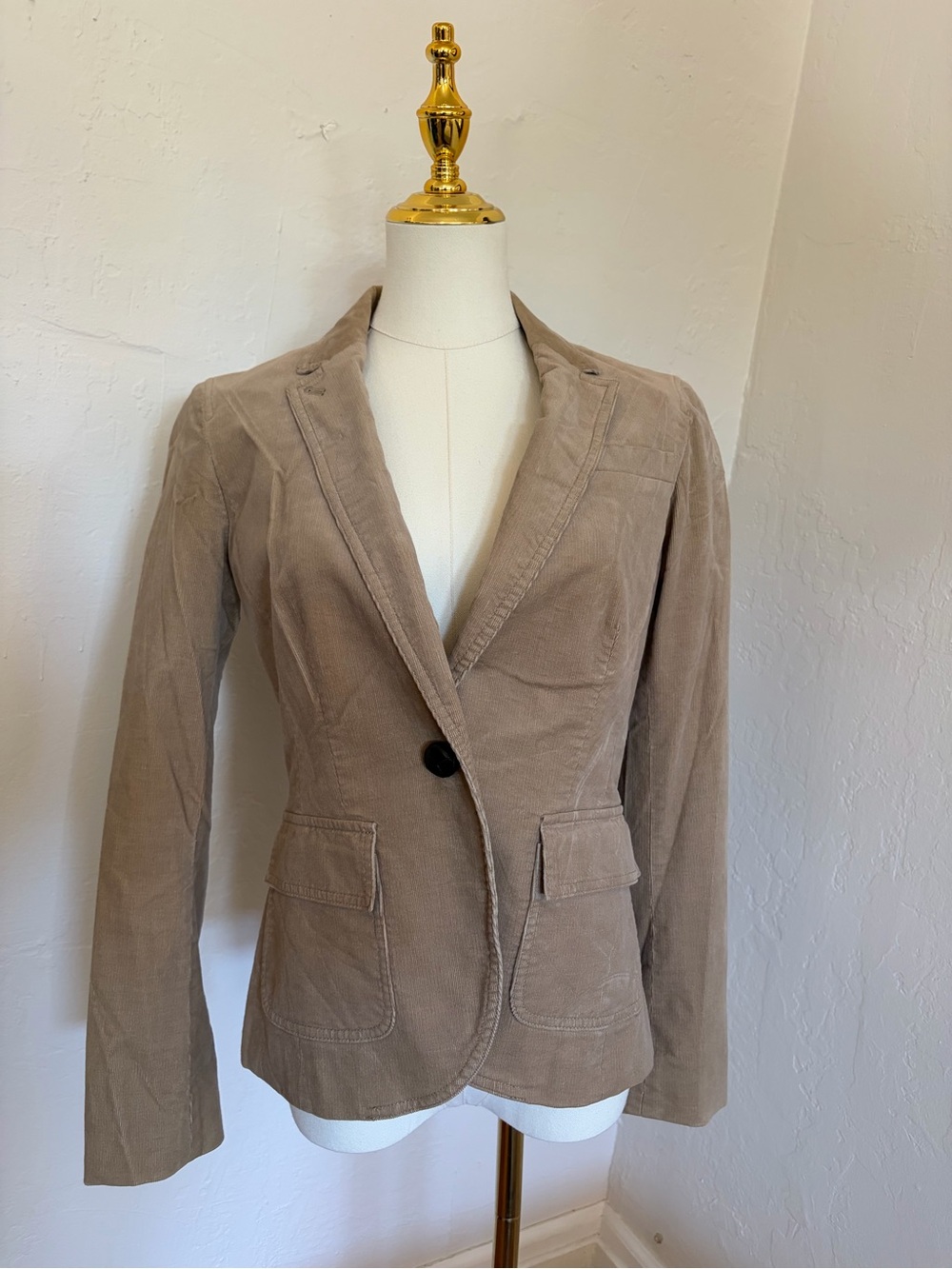 Banana Republic Taupe Corduroy Single-Button Blazer